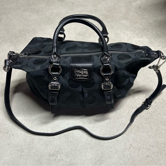 Coach Signature Madison Satchel Crossbody Purse Black Monogram *NO HANG TAG - Picture 1 of 10